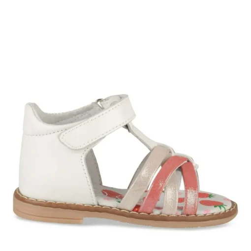Sandales BLANC Fille CUIR Motif Paillettes Scratch