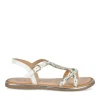 Sandales BLANC Fille CUIR Motif Tressé Boucle
