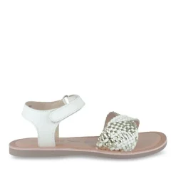 Sandales BLANC Fille CUIR Motif Tressé Scratch