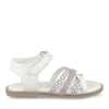 Sandales BLANC Fille CUIR Motif A Pois Scratch