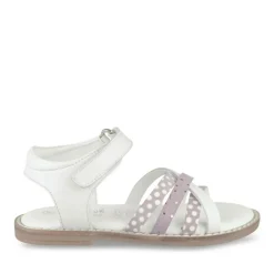 Sandales BLANC Fille CUIR Motif A Pois Scratch