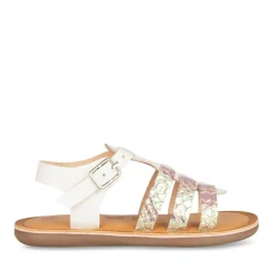 Sandales BLANC Fille CUIR Motif Uni Boucle