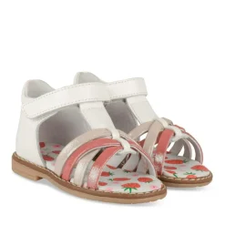 Sandales BLANC Fille CUIR Motif Paillettes Scratch