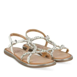 Sandales BLANC Fille CUIR Motif Tressé Boucle