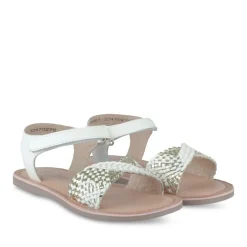 Sandales BLANC Fille CUIR Motif Tressé Scratch