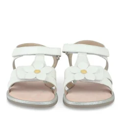 Sandales BLANC Fille CUIR Motif Fleuri Scratch