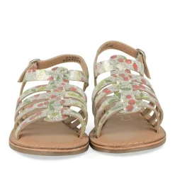 Sandales BLANC Fille CUIR Motif Multicolore Boucle