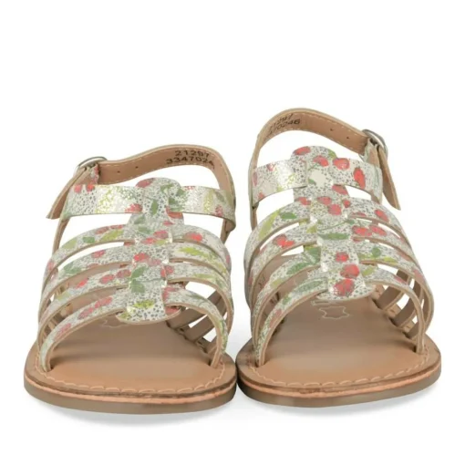 Sandales BLANC Fille CUIR Motif Multicolore Boucle