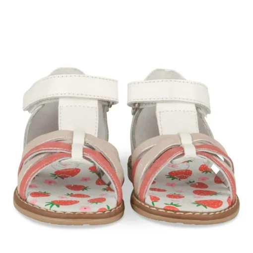 Sandales BLANC Fille CUIR Motif Paillettes Scratch