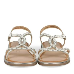 Sandales BLANC Fille CUIR Motif Tressé Boucle