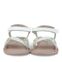 Sandales BLANC Fille CUIR Motif Tressé Scratch