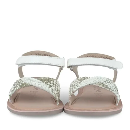 Sandales BLANC Fille CUIR Motif Tressé Scratch