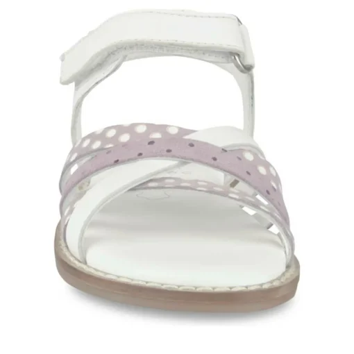 Sandales BLANC Fille CUIR Motif A Pois Scratch
