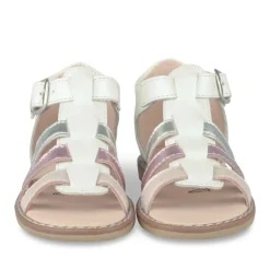 Sandales BLANC Fille CUIR Motif Iridescent Boucle