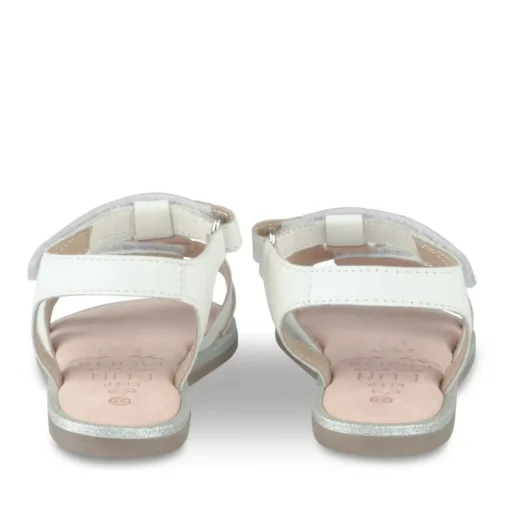 Sandales BLANC Fille CUIR Motif Fleuri Scratch