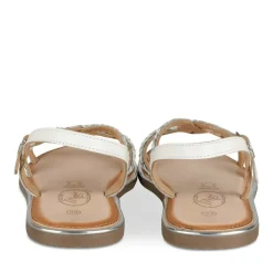 Sandales BLANC Fille CUIR Motif Tressé Boucle