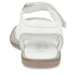 Sandales BLANC Fille CUIR Motif A Pois Scratch