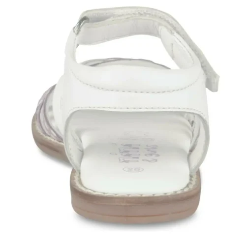 Sandales BLANC Fille CUIR Motif A Pois Scratch