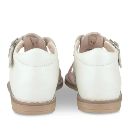 Sandales BLANC Fille CUIR Motif Iridescent Boucle