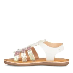 Sandales BLANC Fille CUIR Motif Uni Boucle