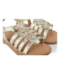 Sandales BLANC Fille CUIR Motif Multicolore Boucle