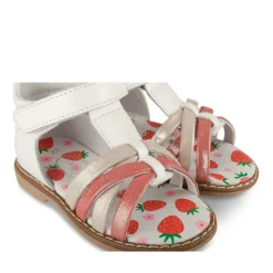 Sandales BLANC Fille CUIR Motif Paillettes Scratch
