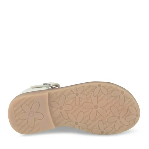 Sandales BLANC Fille CUIR Motif Iridescent Boucle