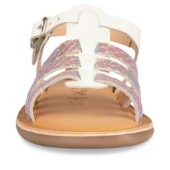 Sandales BLANC Fille CUIR Motif Uni Boucle