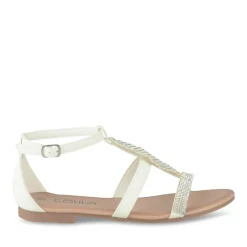 Sandales BLANC Fille Motif Paillettes Boucle