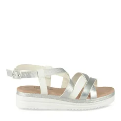 Sandales BLANC Fille Motif Paillettes Boucle