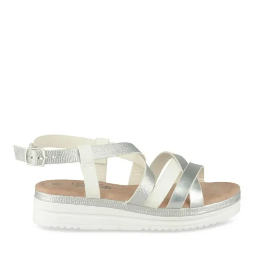 Sandales BLANC Fille Motif Paillettes Boucle