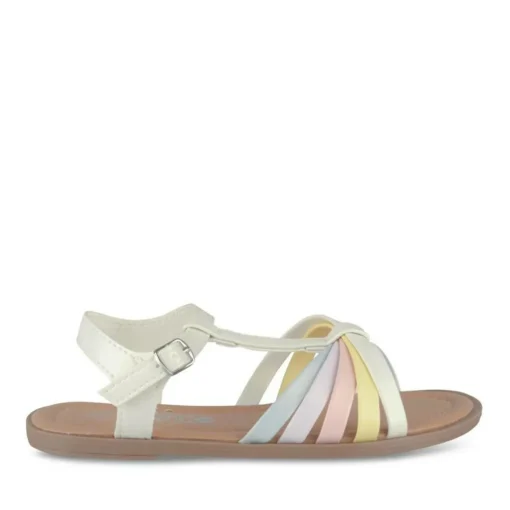 Sandales BLANC Fille Motif Multicolore Boucle