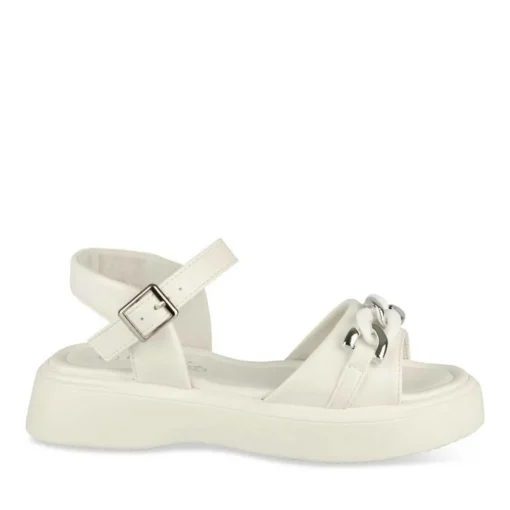 Sandales BLANC Fille Motif Chaîne Boucle