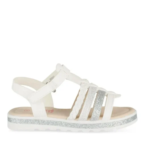 Sandales BLANC Fille Motif Paillettes Scratch