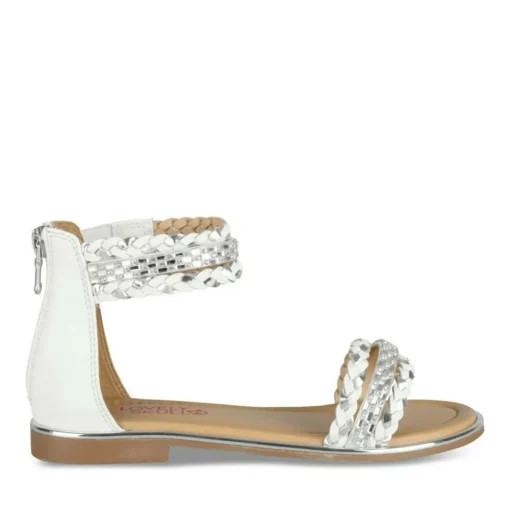Sandales BLANC Fille Motif Tressé Fermeture éclair