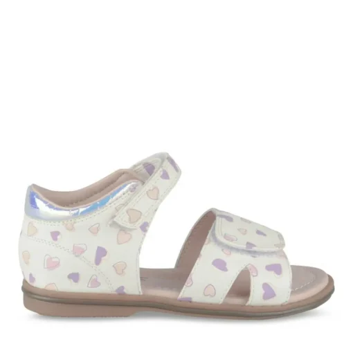 Sandales BLANC Fille Motif Coeurs Scratch