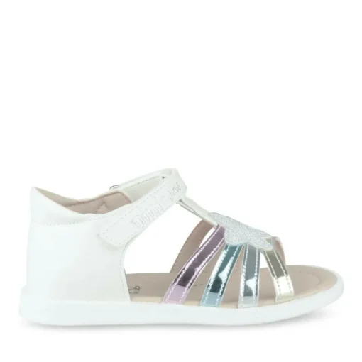 Sandales BLANC Fille Motif Multicolore Scratch