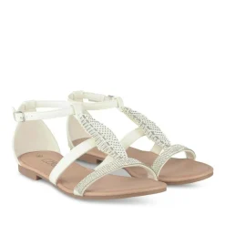 Sandales BLANC Fille Motif Paillettes Boucle