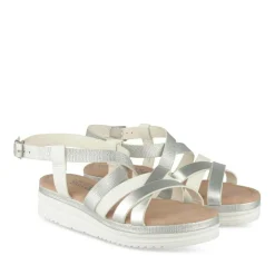 Sandales BLANC Fille Motif Paillettes Boucle