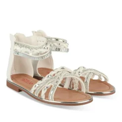 Sandales BLANC Fille Motif Tressé Fermeture éclair