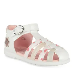Sandales BLANC Fille Motif Fleuri Scratch