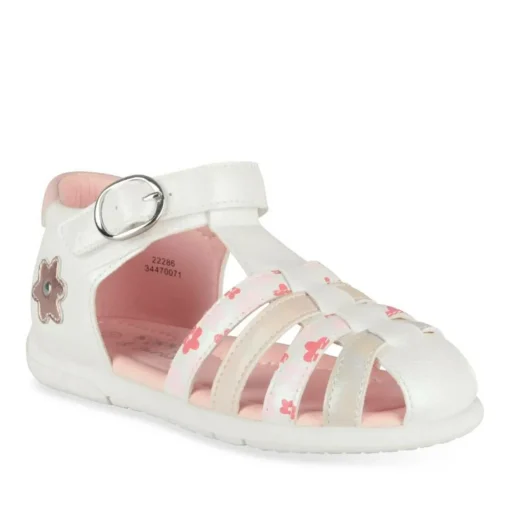 Sandales BLANC Fille Motif Fleuri Scratch