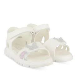 Sandales BLANC Fille Motif Coeurs Scratch