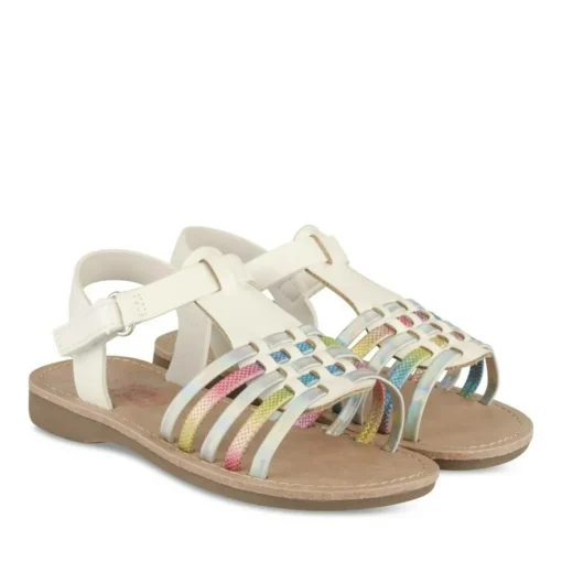 Sandales BLANC Fille Motif Iridescent Scratch