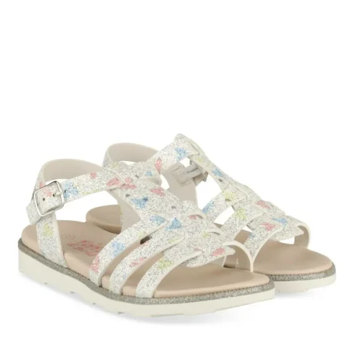 Sandales BLANC Fille Motif Coeurs Boucle