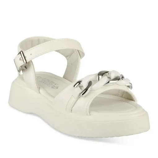Sandales BLANC Fille Motif Chaîne Boucle