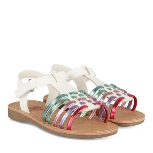 Sandales BLANC Fille Motif Multicolore Scratch