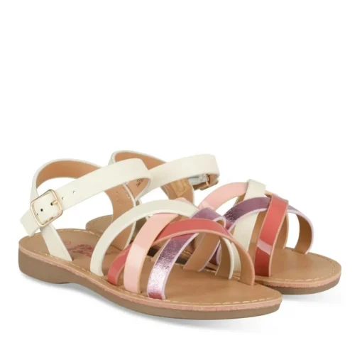 Sandales BLANC Fille Motif Iridescent Boucle