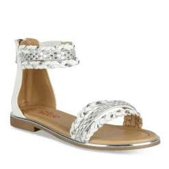 Sandales BLANC Fille Motif Tressé Fermeture éclair