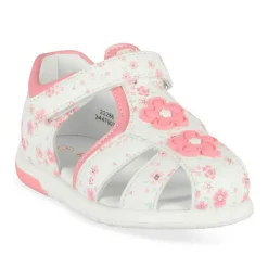 Sandales BLANC Fille Motif Fleuri Scratch